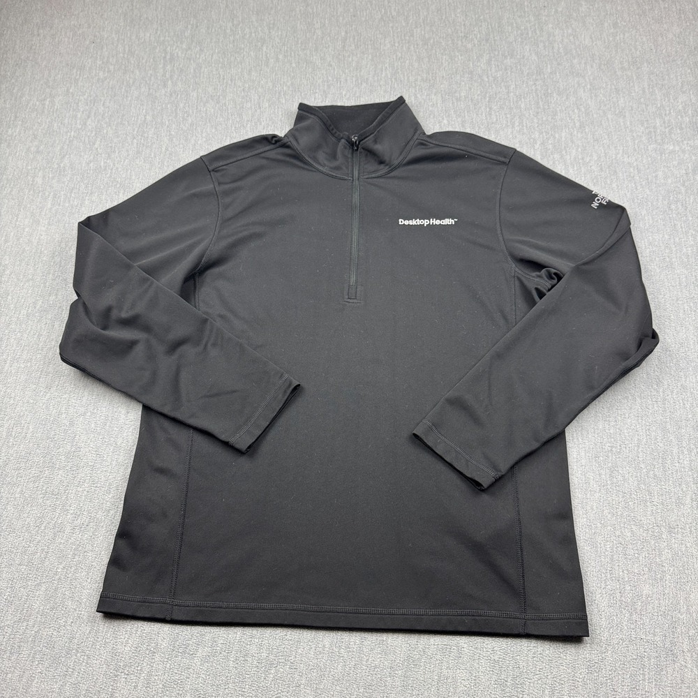The North Face Sweater Mens Large Black 1/4 Zip Pullover Mock Neck‎ Logo Casual